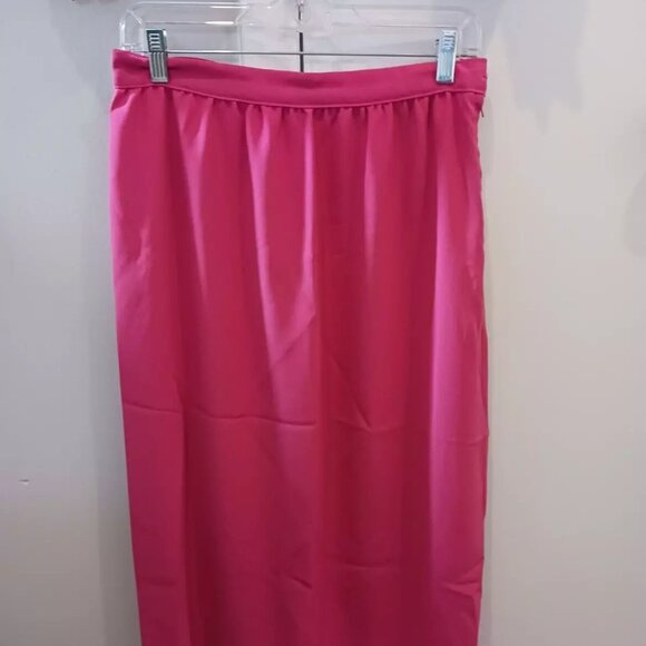 Womans Medium Solid Hot Pink Business Casual Button Up Skirt Set Unbranded - Picture 4 of 6